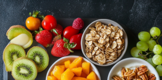The Best Pre-Workout Foods to Fuel Your Exercise Elegant display of top pre-workout foods including fruits, yogurt, energy bars, and nuts.