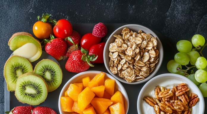 The Best Pre-Workout Foods to Fuel Your Exercise Elegant display of top pre-workout foods including fruits, yogurt, energy bars, and nuts.