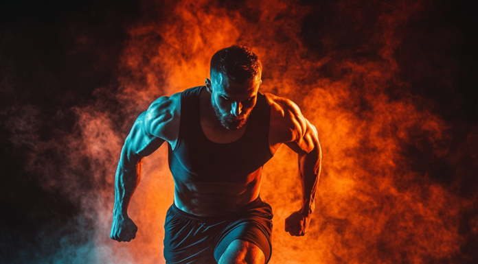 Interval Training Explained: Boost Your Metabolism Effectively Featured image of an athlete performing high-intensity interval training in a high-performance gym with dynamic graphics.