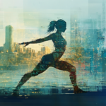 Yoga and Fitness: Combining Flexibility with Strength Training Individual performing a dynamic yoga pose in an urban-natural setting symbolizing the harmony of yoga and fitness.