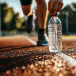 Expert Advice on Preventing and Managing Sports Injuries Collage showing squat technique, hydration, posture coaching, and training metrics journal